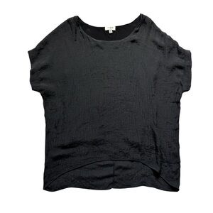 Umgee Women's Short‎ Sleeve High Low Frayed Hem Top Black Size M